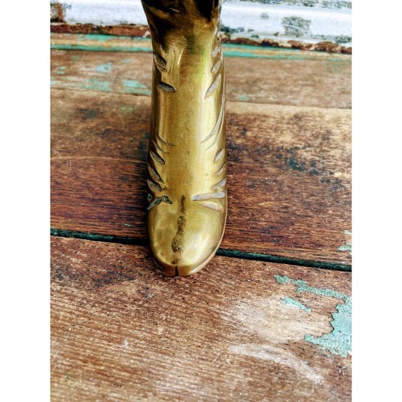 Vintage Brass Victorian Boot Vase Planter - Picture 7 of 13